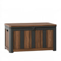 Aufbewahrungsbox 120 x 60 x 65 cm Holzoptik Metall abschliessbar für den Aussenbereich