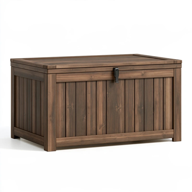 Aufbewahrungstruhe 120 x 60 x 65 cm aus Holz braun mit Klappdeckel