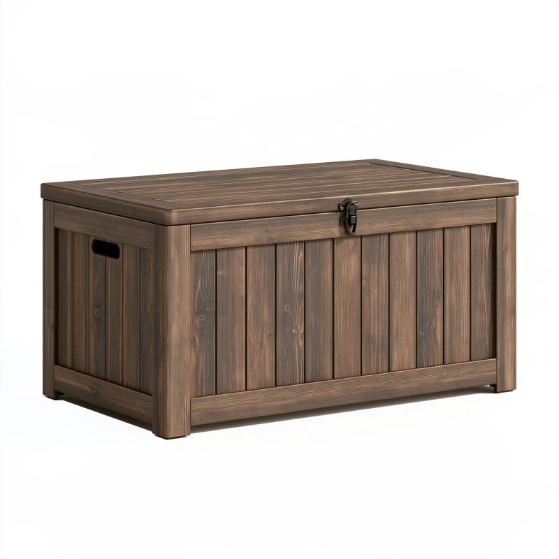 Aufbewahrungstruhe 120 cm x 50 cm x 60 cm aus Holz dunkelbraun im rustikalen Stil