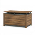 Garten-Aufbewahrungsbox 120 x 60 x 70 cm Kunststoff Holzoptik Braun mit Deckel