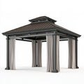 Pavillon 300 x 300 cm aus Metall in Anthrazit mit Vorhängen für den Garten