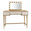 Schminktisch 120 x 45 x 145 cm Gold Metall Glas mit beleuchtetem Spiegel und drei Schubladen