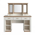 Frisiertisch 120 x 45 x 150 cm Weiss/Hellbraun Holzwerkstoff mit Spiegeln und Schubladen
