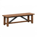 Gartenbank 150 x 40 x 45 cm aus Holz und Stahl braun-schwarz mit X-Verstrebung