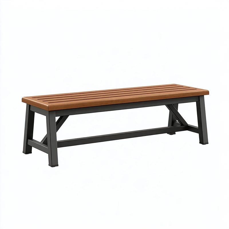 Gartenbank 120 x 35 x 45 cm Holz und Metall Braun Schwarz - Sitzbank für Terrasse und Garten