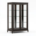 Vitrine 100 x 40 x 180 cm dunkles Holz und Glas klassische Aufbewahrung