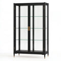 Vitrine 100 x 40 x 180 cm Schwarz Glas Holz mit 2 Türen Modern