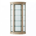 Vitrine 90 x 190 cm aus Holz und Glas in Beige mit Glastüren