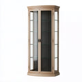 Vitrine 90 x 45 x 190 cm aus Holz und Glas in Beige - klassischer Stauraumschrank