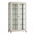 Vitrine 100 x 40 x 190 cm Holz und Glas Cremefarben klassischer Aufbewahrungsschrank