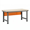 Werkbank 120 x 60 x 85 cm mit Holzarbeitsplatte in Natur Anthrazit Orange