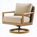 Drehsessel 78 x 82 x 91 cm Beige Holz Textil mit Drehfunktion
