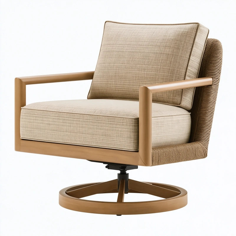 Drehsessel 78 x 82 x 91 cm Beige Holz Textil mit Drehfunktion