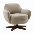 Drehsessel 85 x 82 x 88 cm Stoff Beige mit Holzfuss